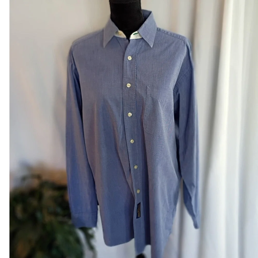 Tommy Hilfiger Mens Blue‎ Long Sleeve Button Down Shirt 100% Cotton 15.5 34/35